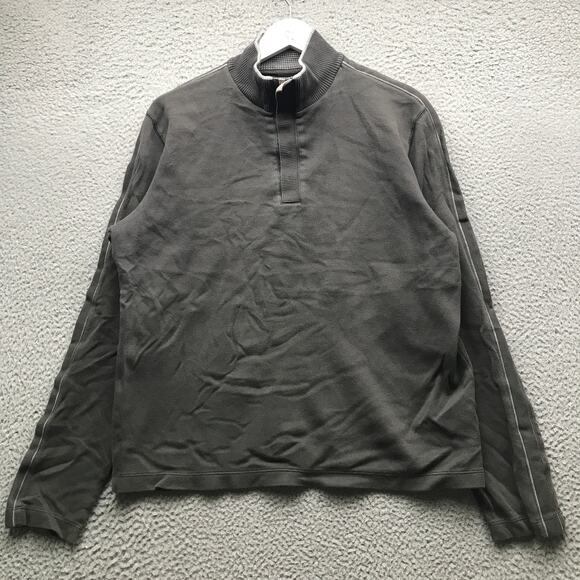 Boss Hugo Boss 1/4 Snap Pullover Sweater Mens Large Ribbed Mock Neck Gray - Picture 1 of 9